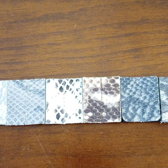 Suzi Roher Pieced Leather Snake Skin Elastic Belt, Vintage! main image 10